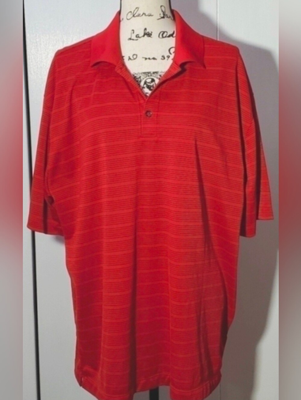 Nike| Mens Nike Golf Dri-Fit Red/Black Stripe Button Polo Preppy Lightweight XL